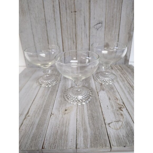 Anchor Hocking Bubble Foot Champagne Glasses 4" Stemmed Set of 3 - Picture 1 of 5